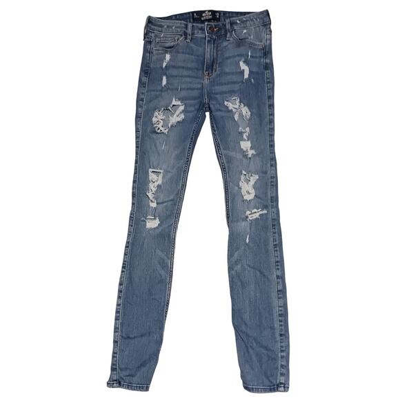 Hollister High-rise Super Skinny Classic Stretch Womens 1R Distressed 25Wx29L - Picture 1 of 8